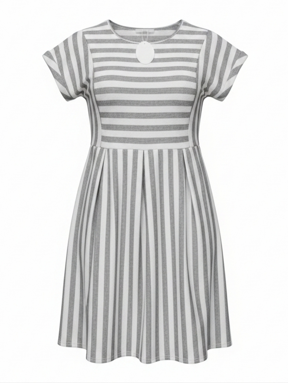 NAGGOO Striped Gray and White Midi Dress